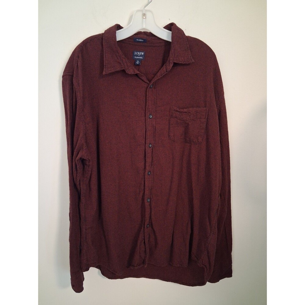 J. Crew Classic Plaid Flannel Button Down Shirt  XL Red Longsleeve Hiking Preppy